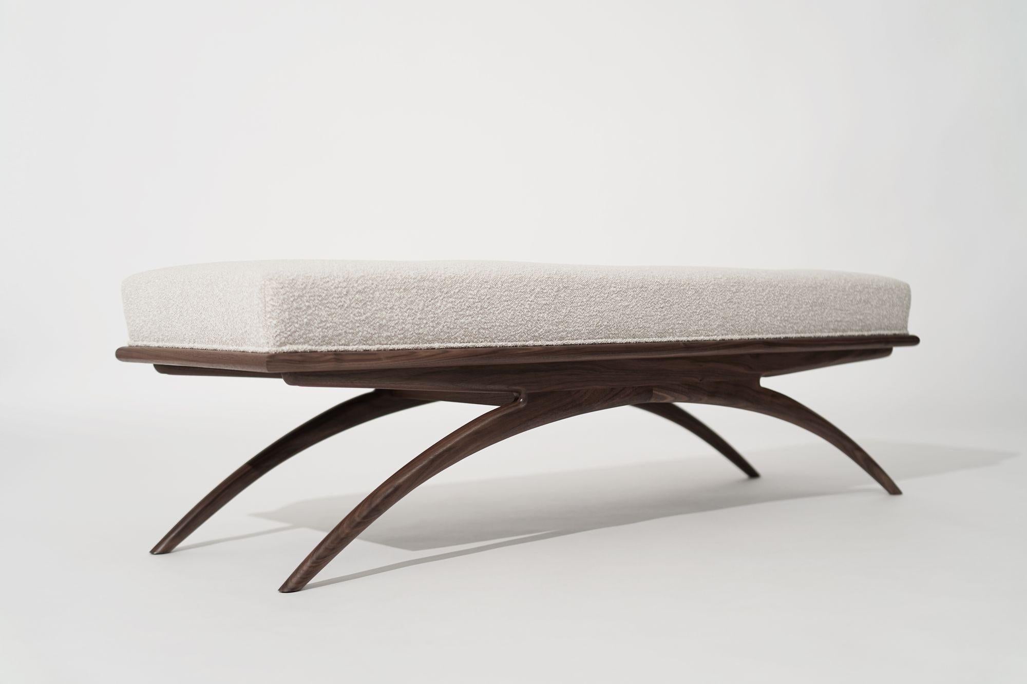 Contemporary Convex Bench Series 60 in Natural Walnut For Sale