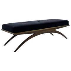 Convex Bench in Navy Blue Mohair by Stamford Modern