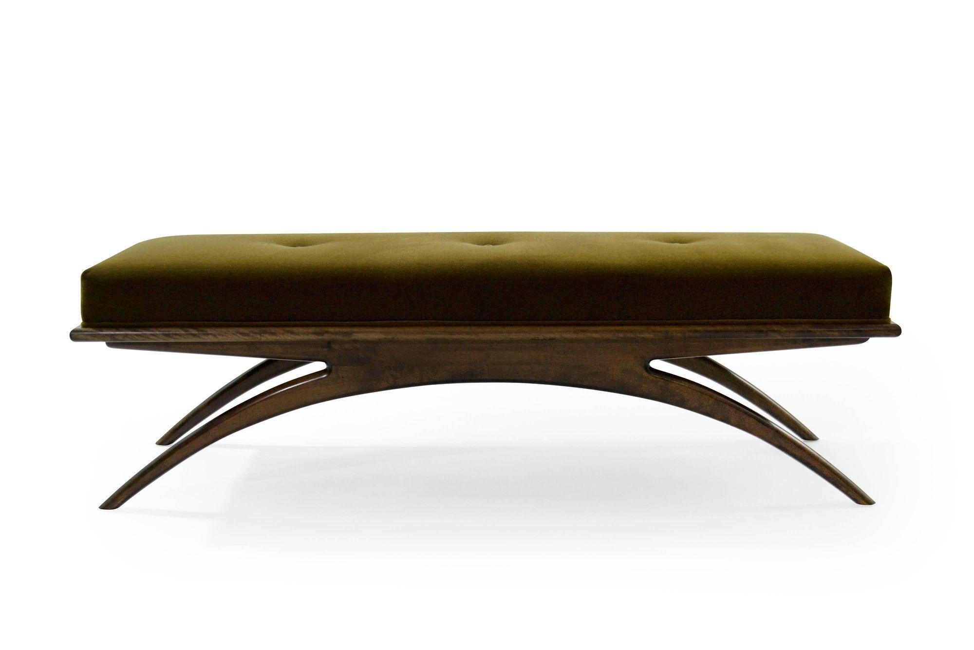 Mid-Century Modern Convex Bench Series 60 in Special Walnut For Sale
