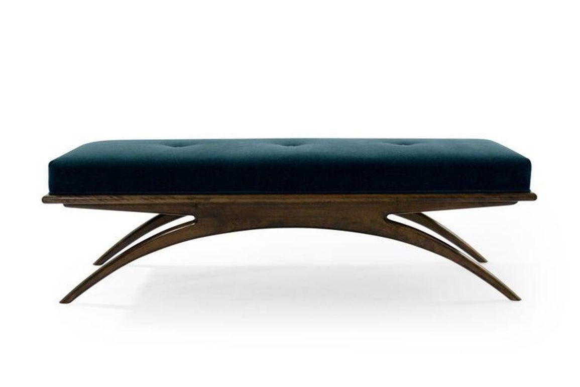 Mid-Century Modern Convex Bench Series 60 in Special Walnut For Sale