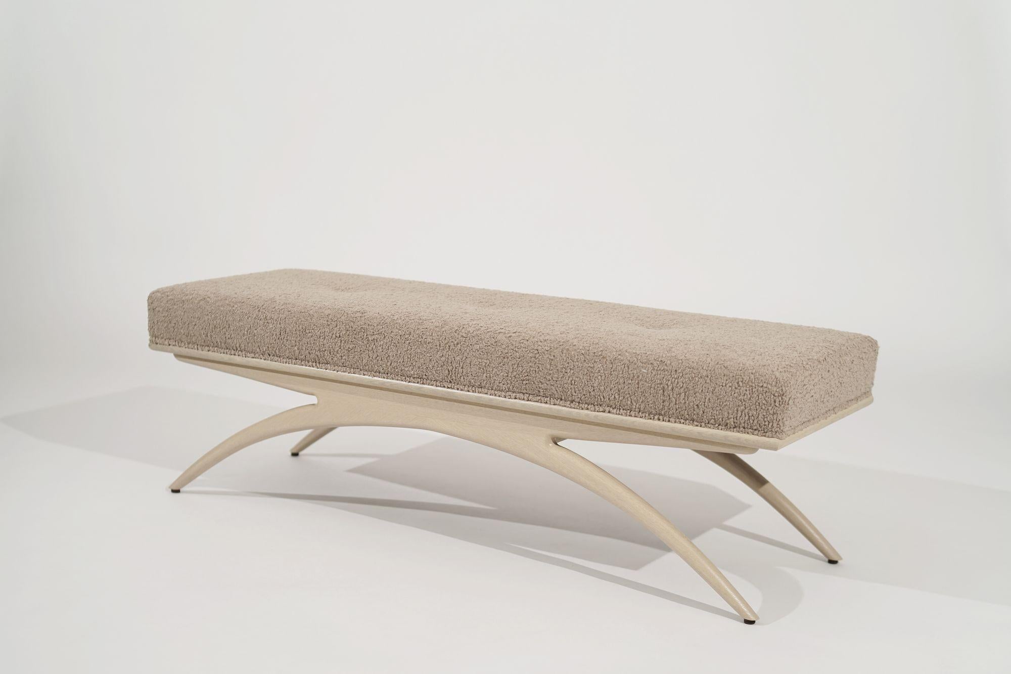 Mid-Century Modern Convex Bench Series 60 in White Oak For Sale