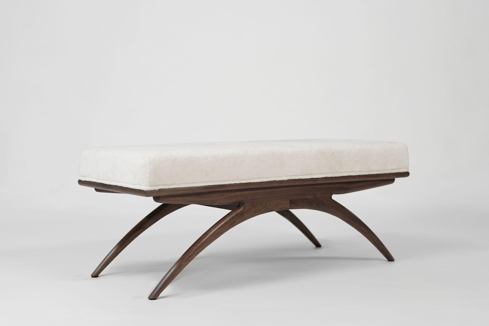 Mid-Century Modern Convex Bench Series 48 in Natural Walnut For Sale