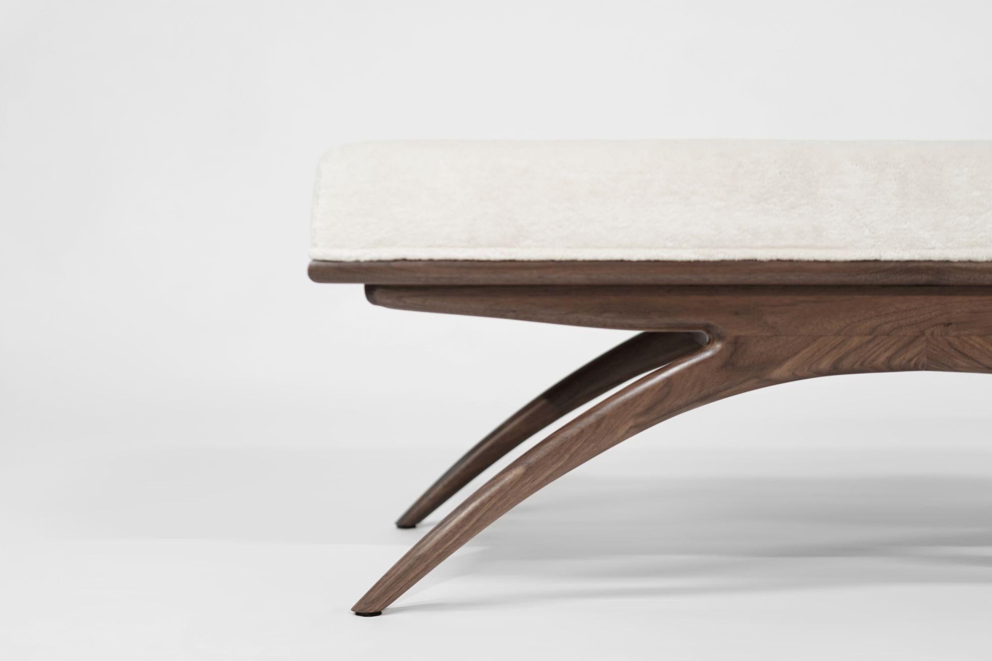 Oak Convex Bench Series 48 in Natural Walnut For Sale