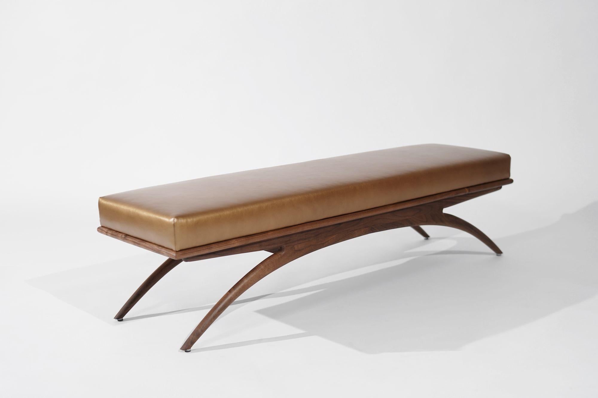 American Convex Bench Series 72 in Matte Natural Walnut For Sale