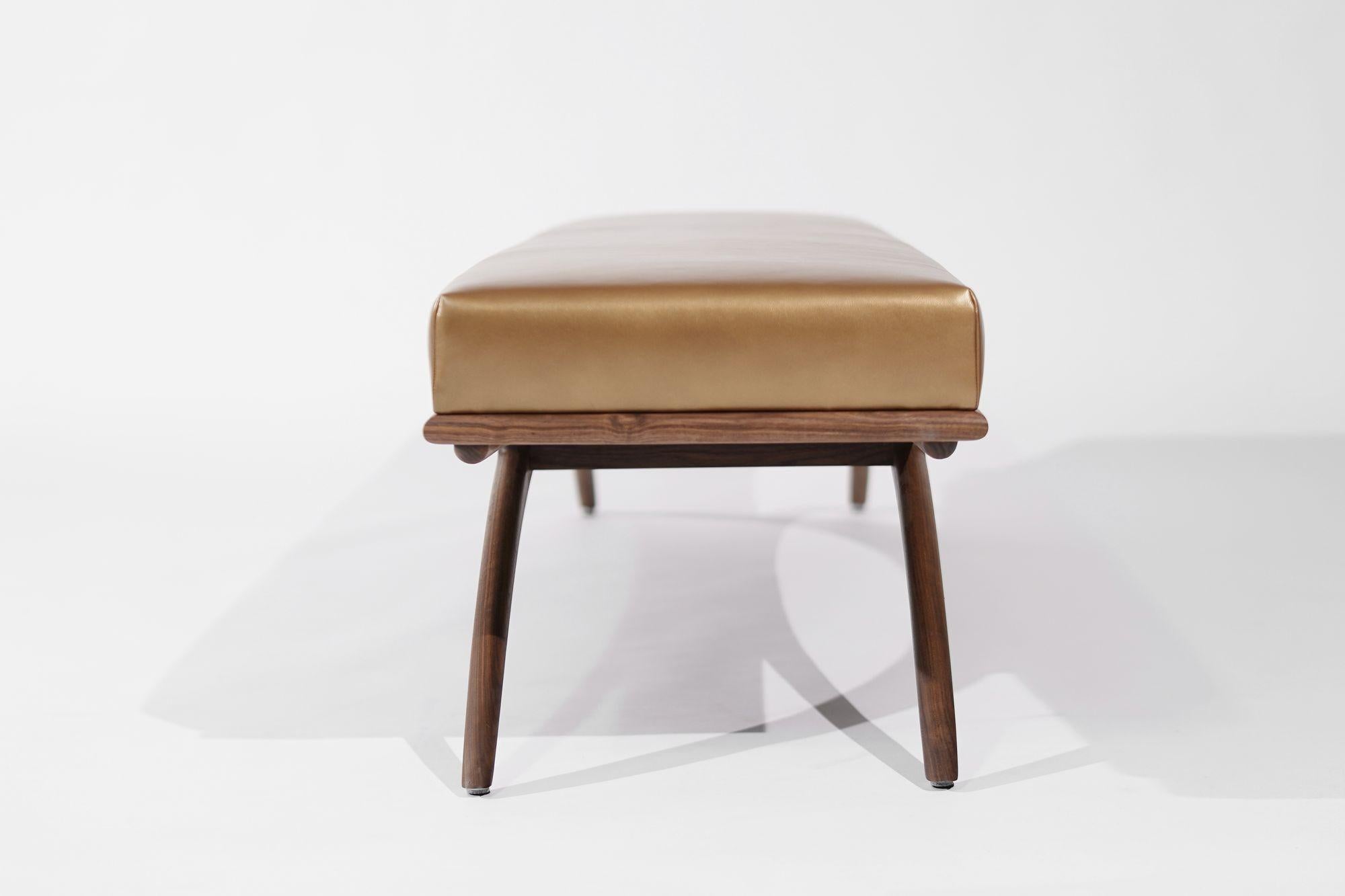Contemporary Convex Bench Series 72 in Matte Natural Walnut For Sale