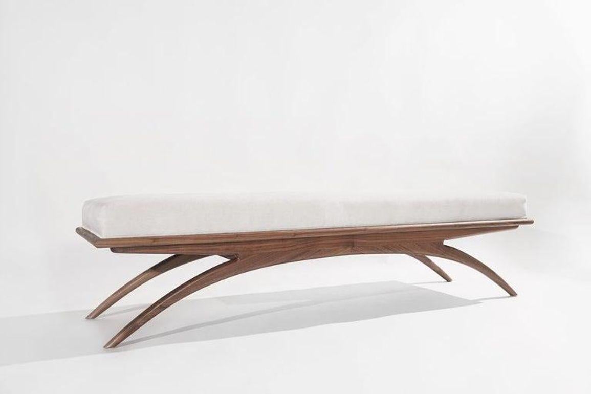 Mid-Century Modern Convex Bench Series 72 in Natural Walnut For Sale