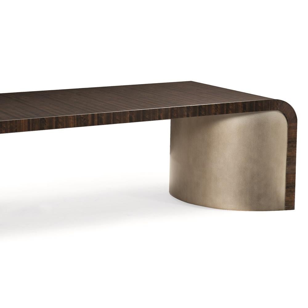 Hand-Crafted Convex Bronze Coffee Table For Sale
