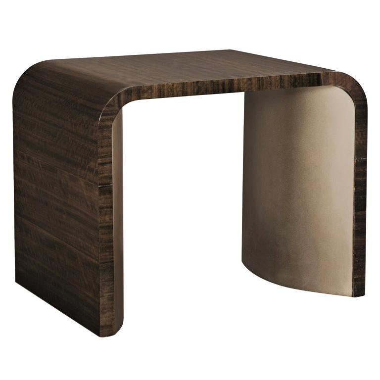 Convex Bronze Side Table For Sale