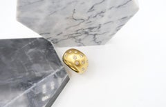 Chunky Convex Diamond Matte Finish 18 Karat Yellow Gold Ring