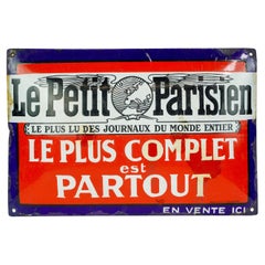 Vintage Convex Enamel European Le Petit Parisian Steel Wall Sign