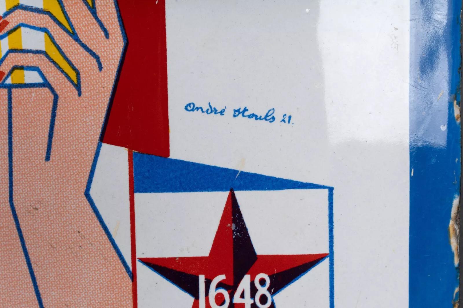 Émaillé Plaque émaillée convexe, André Stouls, bière Lutterbach, 1648, ALS Strasbourg en vente