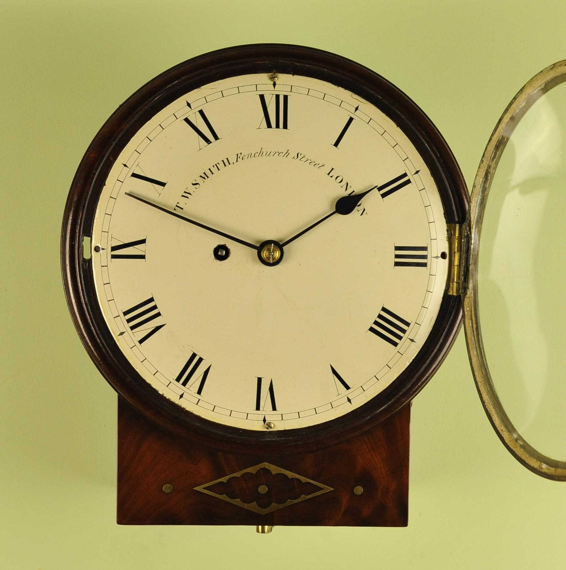 British Convex Fusee Dial Clock T.W. Smith, London For Sale