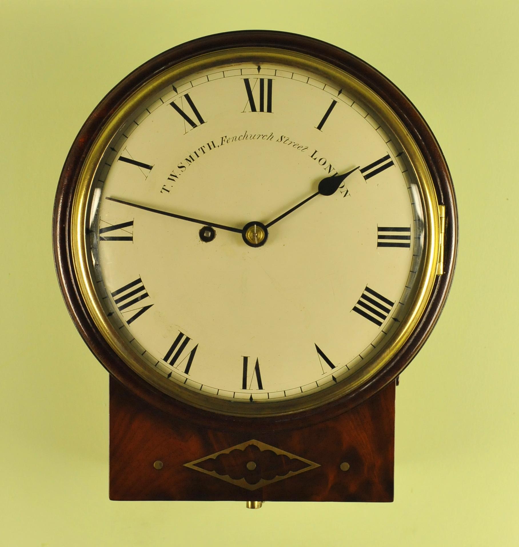 Wood Convex Fusee Dial Clock T.W. Smith, London For Sale
