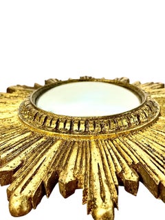 Convex Giltwood Sunburst Mirror, France circa 1950