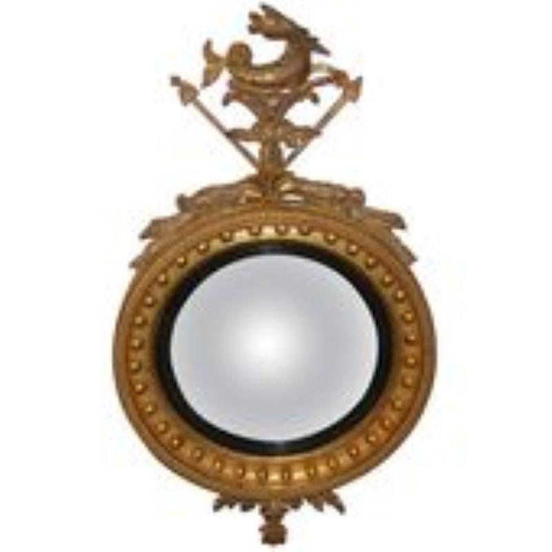 Conve mirror, wood carved and gilt. Sizes approximate.