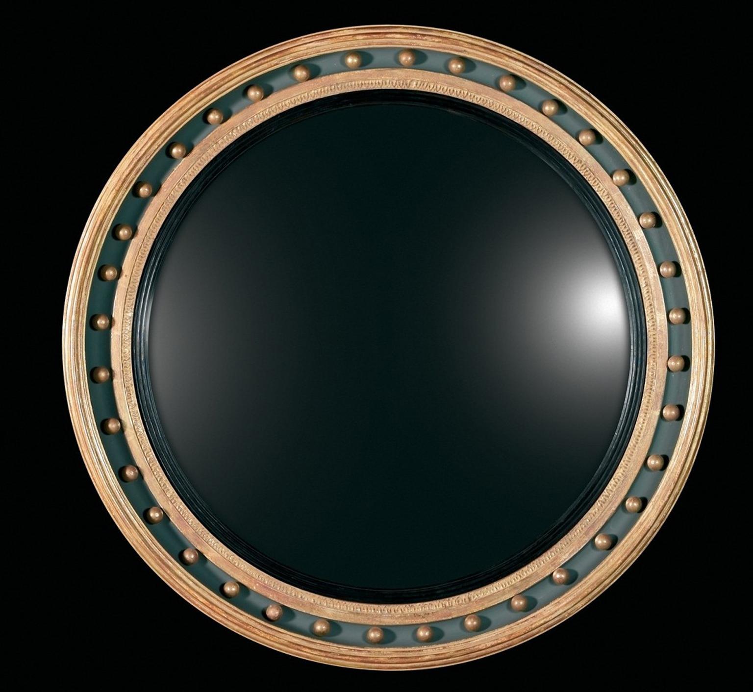 Turned Convex Mirror in the Regency Manner For Sale