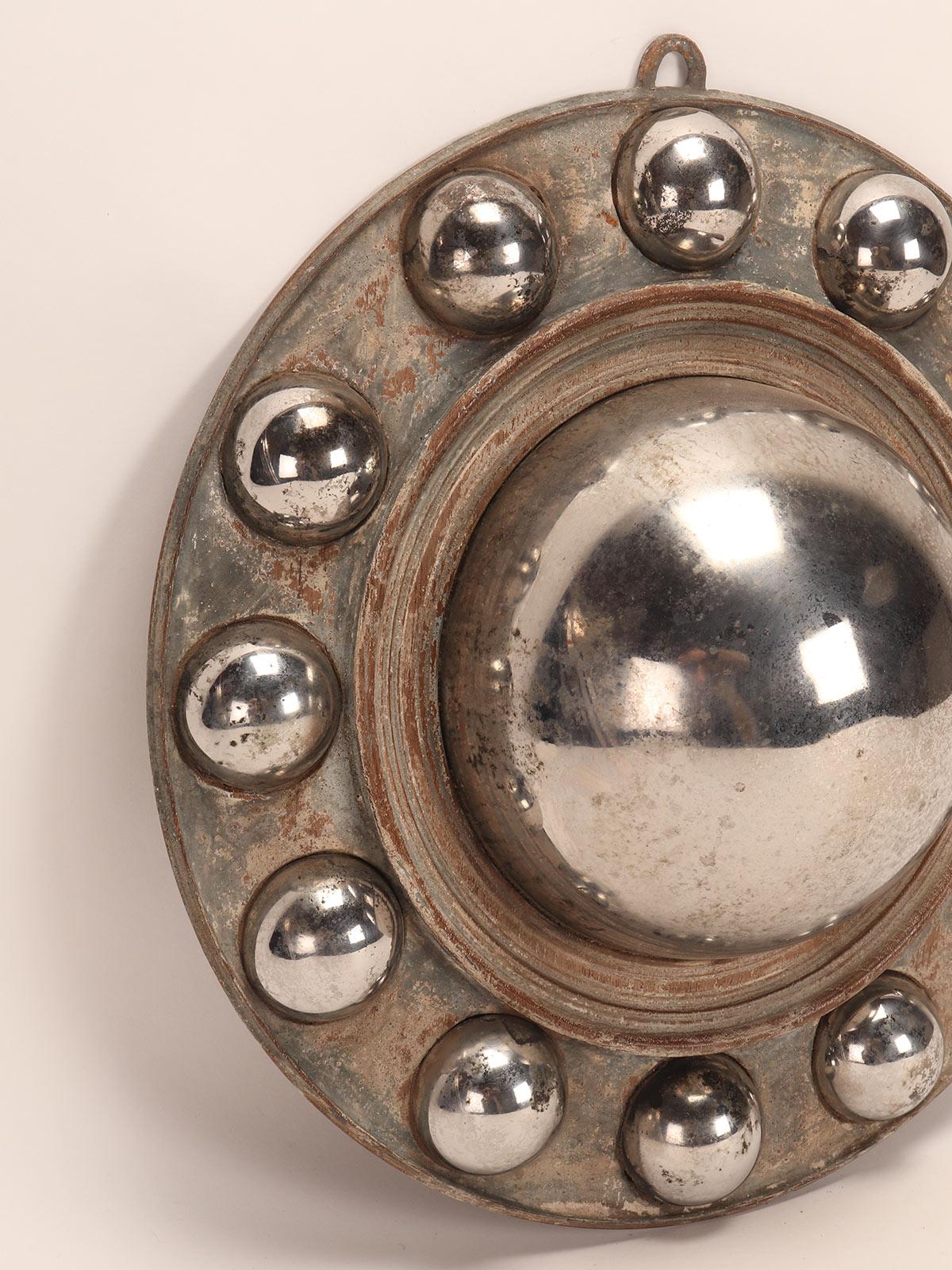 19th Century Convex mirror, “witches’ mirror”, with 12 small convex mirrors. Italy 1870. For Sale
