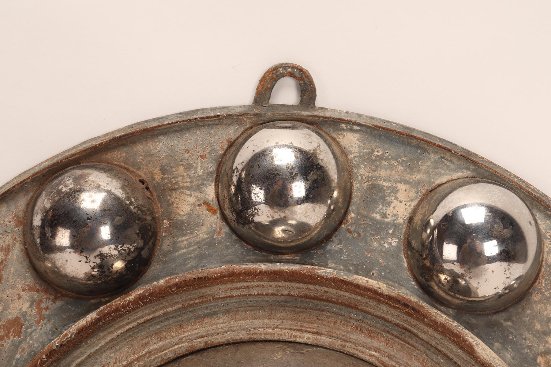 Metal Convex mirror, “witches’ mirror”, with 12 small convex mirrors. Italy 1870. For Sale