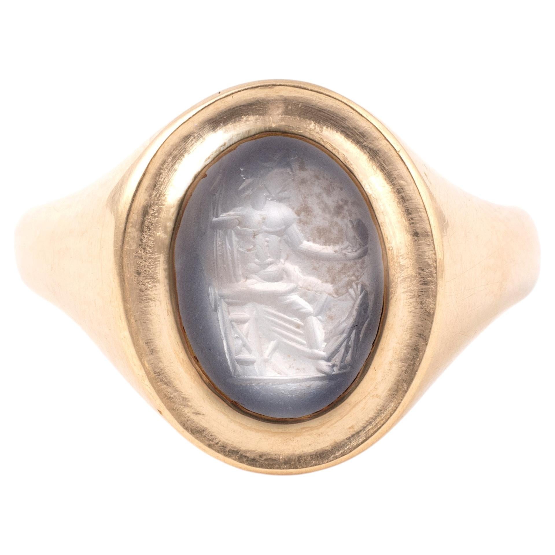 Römischer Intaglio-Ring aus Bergkristall mit Jupiter-Darstellung, 2.–3. Jahrhundert n. Chr.