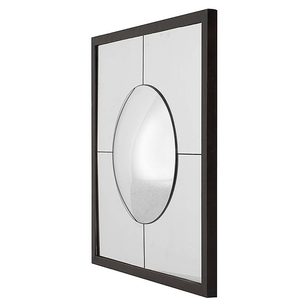 Fait main Miroir rond convexe avec cadre en bronze en vente