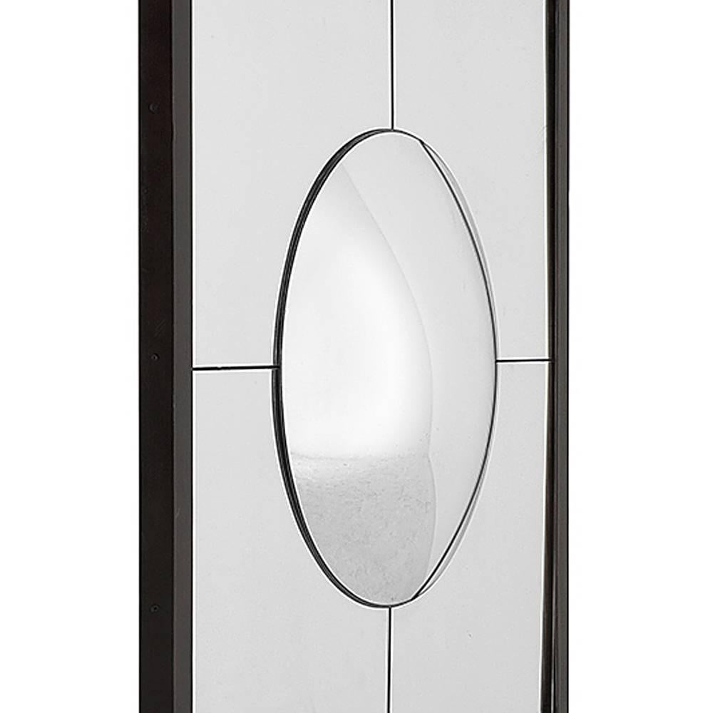 Contemporary Convex Round Mirror with Bronze Frame For Sale