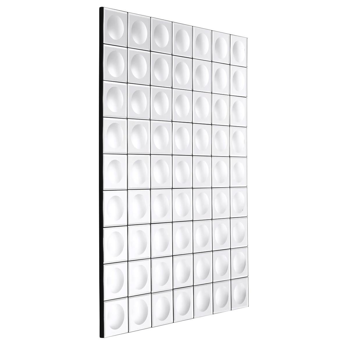 Spiegel Konvexe Quadrate mit Holzstruktur 
mit konvexen Spiegeln in quadratisches Spiegelglas.