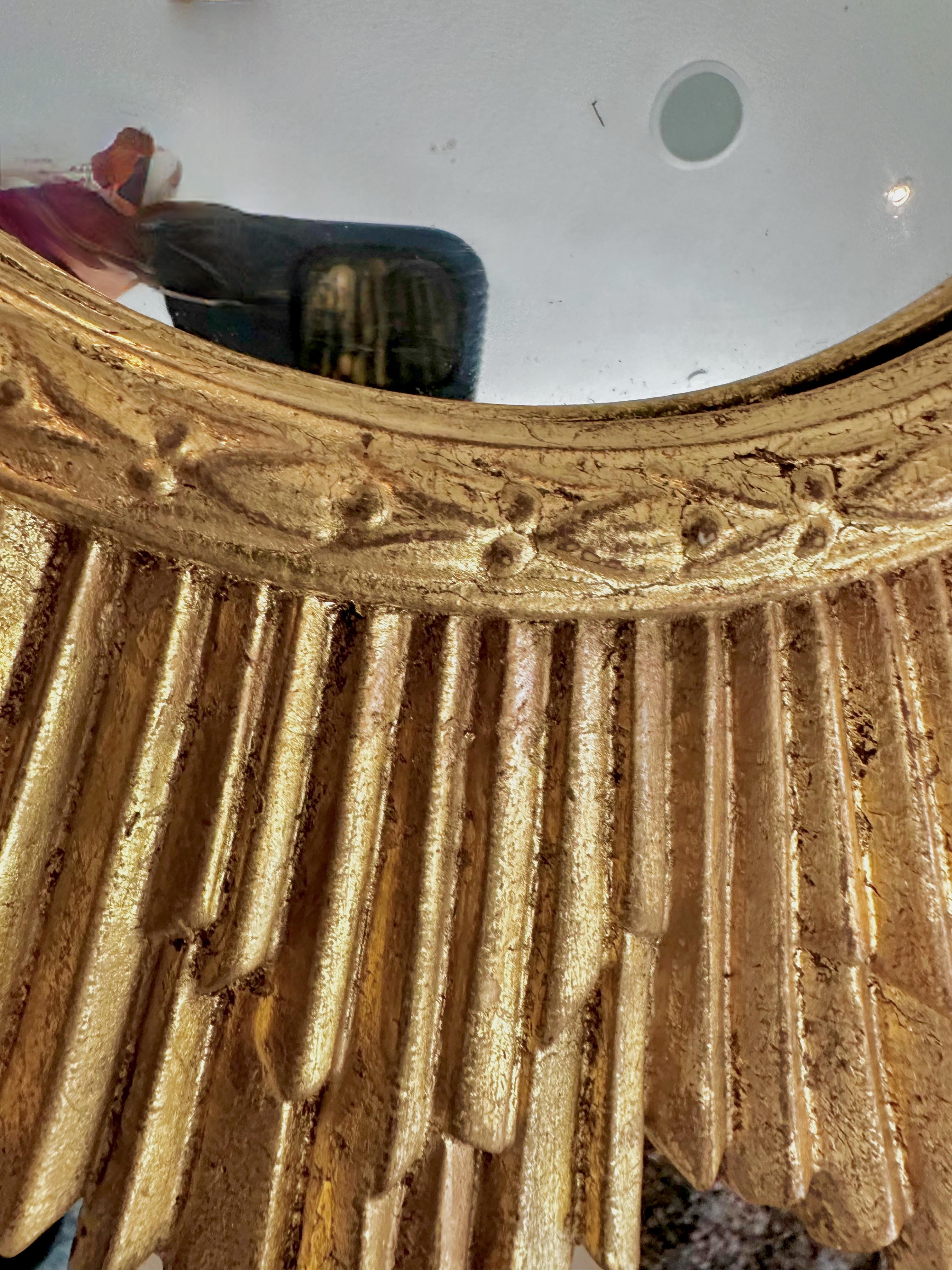 Convex Sunburst Gilt Molded Wall Mirror For Sale 5
