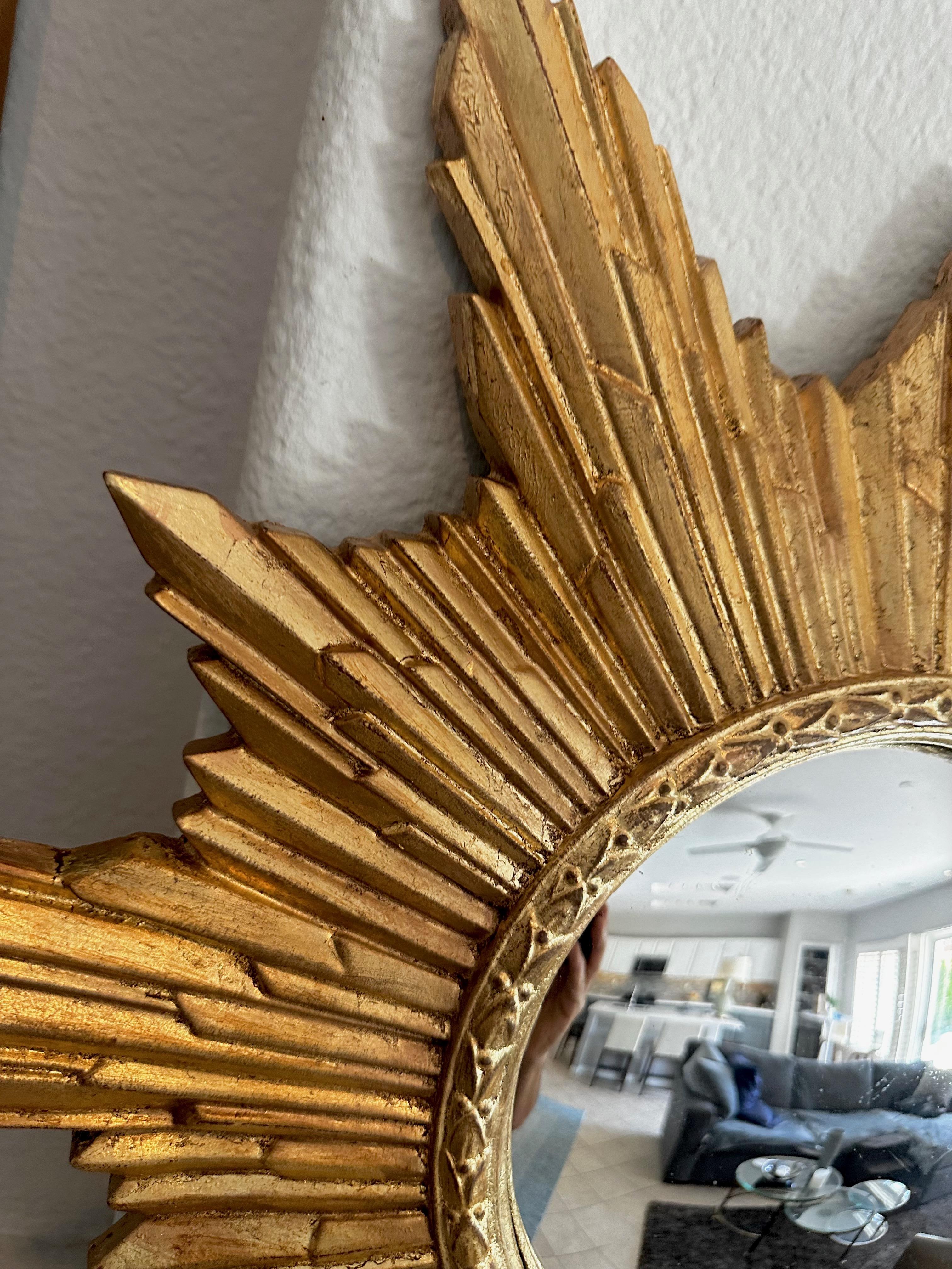 Convex Sunburst Gilt Molded Wall Mirror For Sale 7