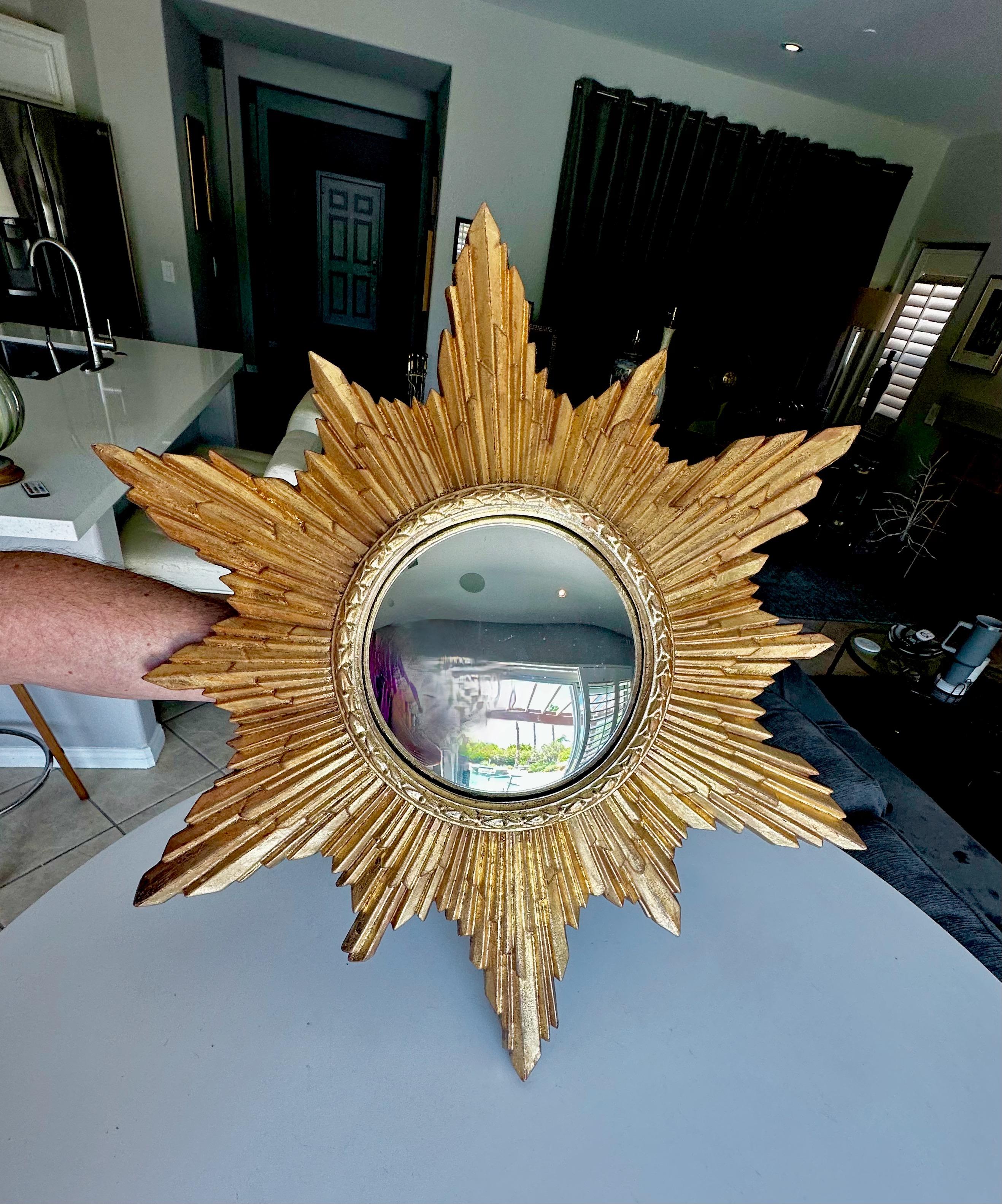 Convex Sunburst Gilt Molded Wall Mirror For Sale 9
