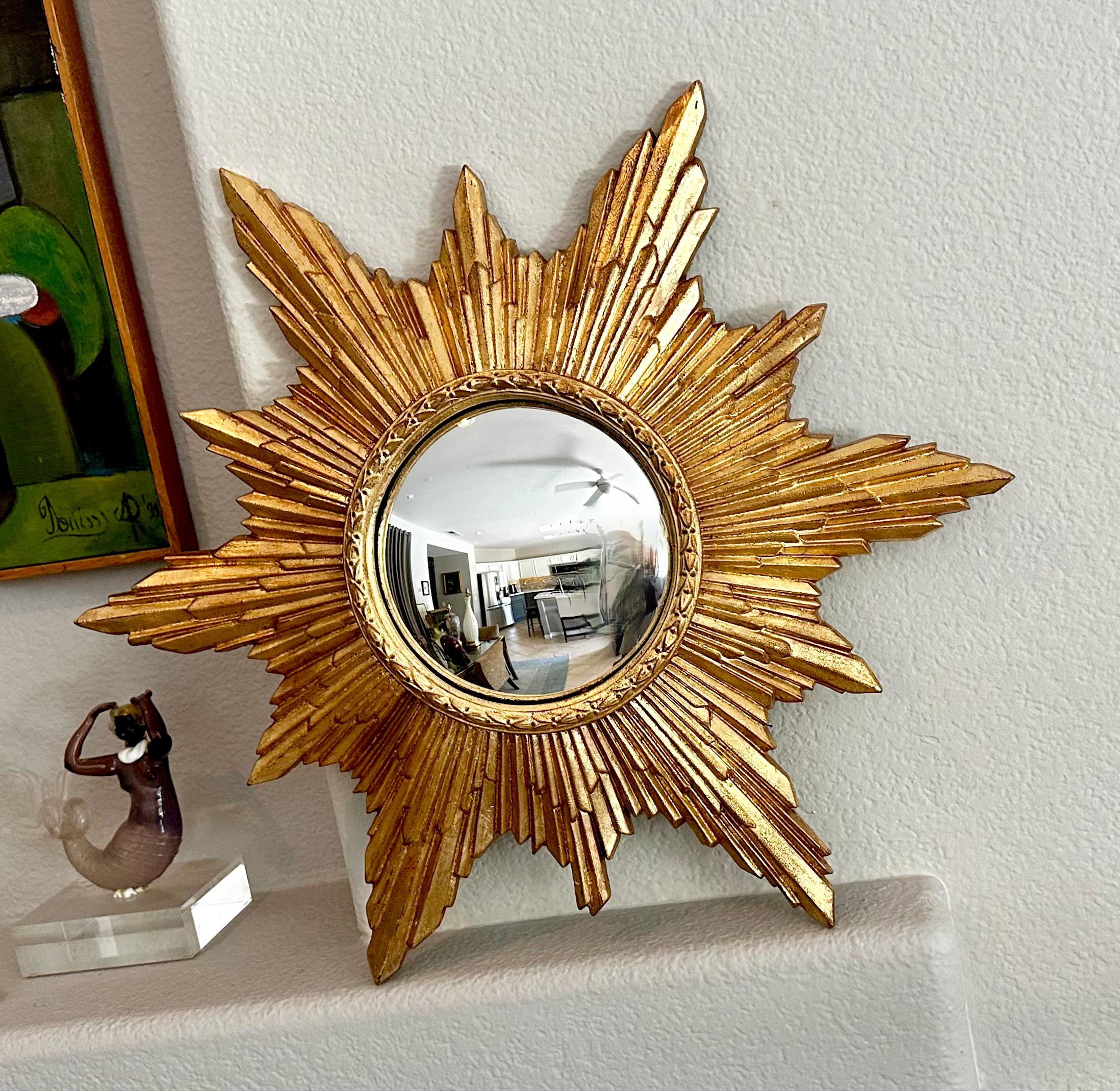 Convex Sunburst Gilt Molded Wall Mirror For Sale 10