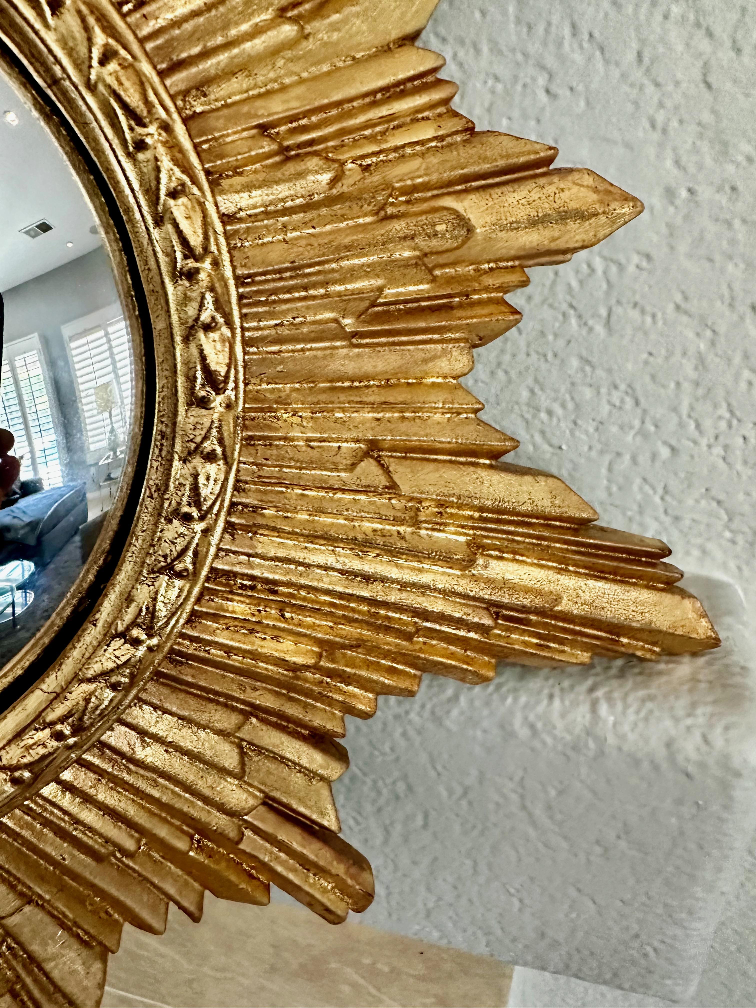 Convex Sunburst Gilt Molded Wall Mirror For Sale 3