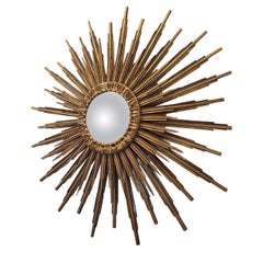 Espejo convexo Sunburst madera dorada