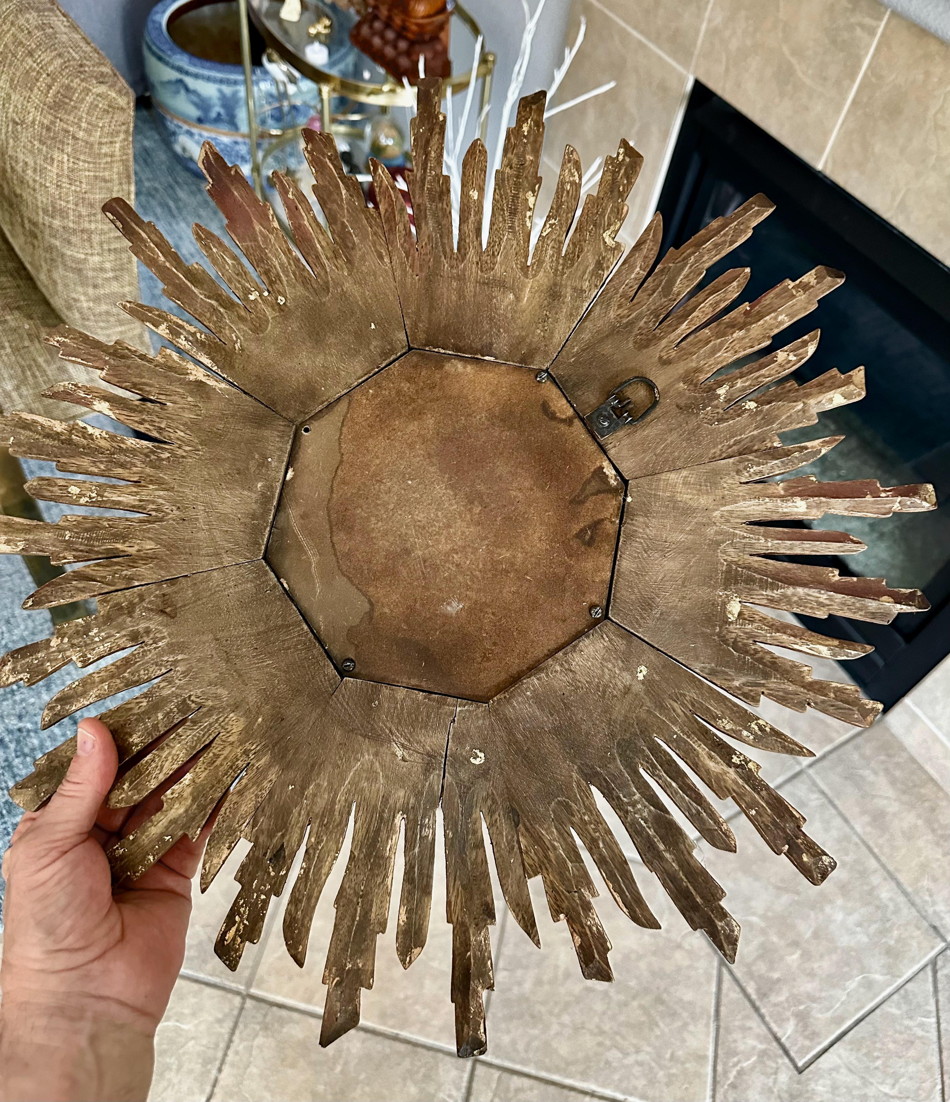 Convex Sunburst Starburst Giltwood Wall Mirror For Sale 10