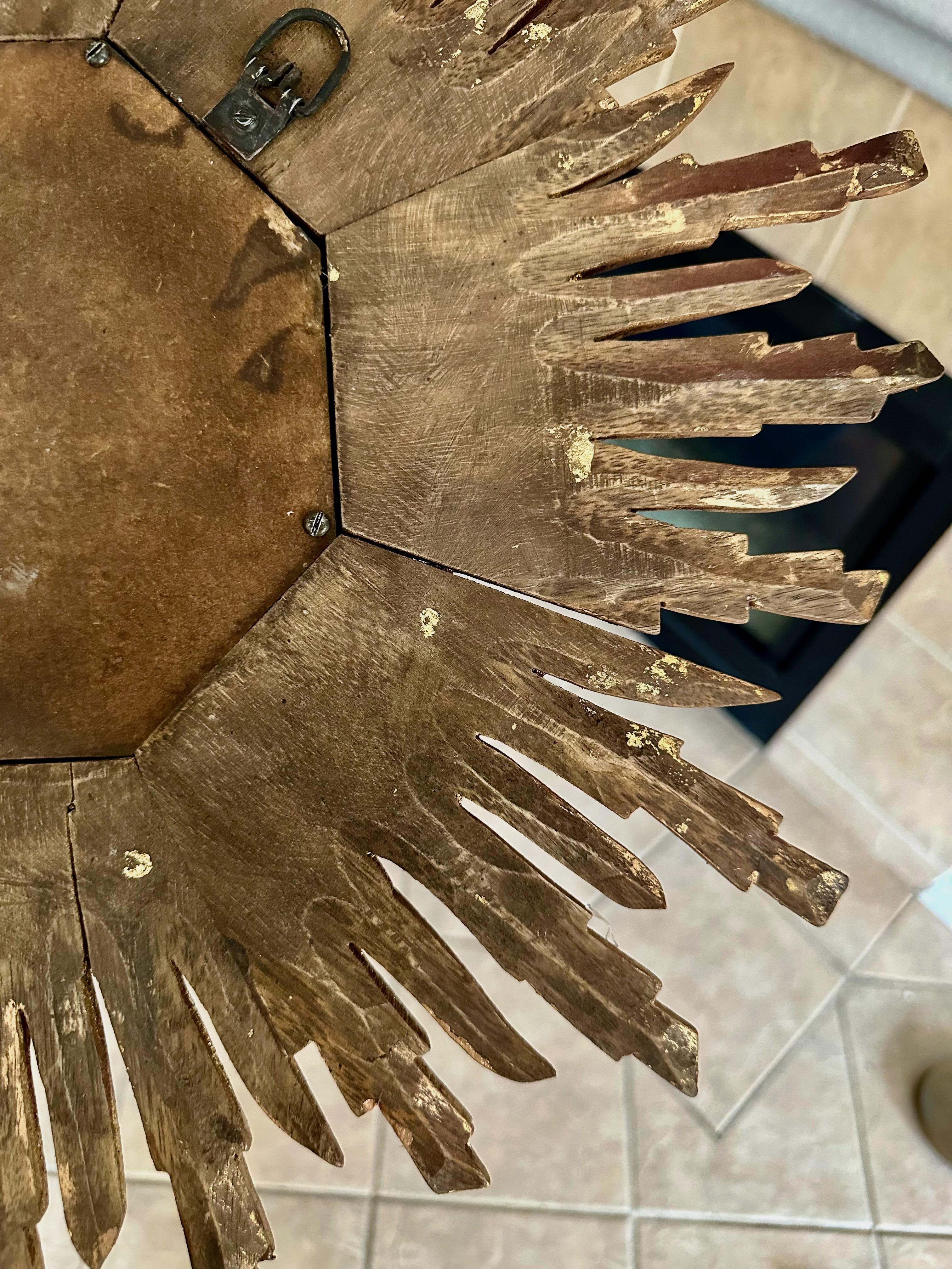 Convex Sunburst Starburst Giltwood Wall Mirror For Sale 11