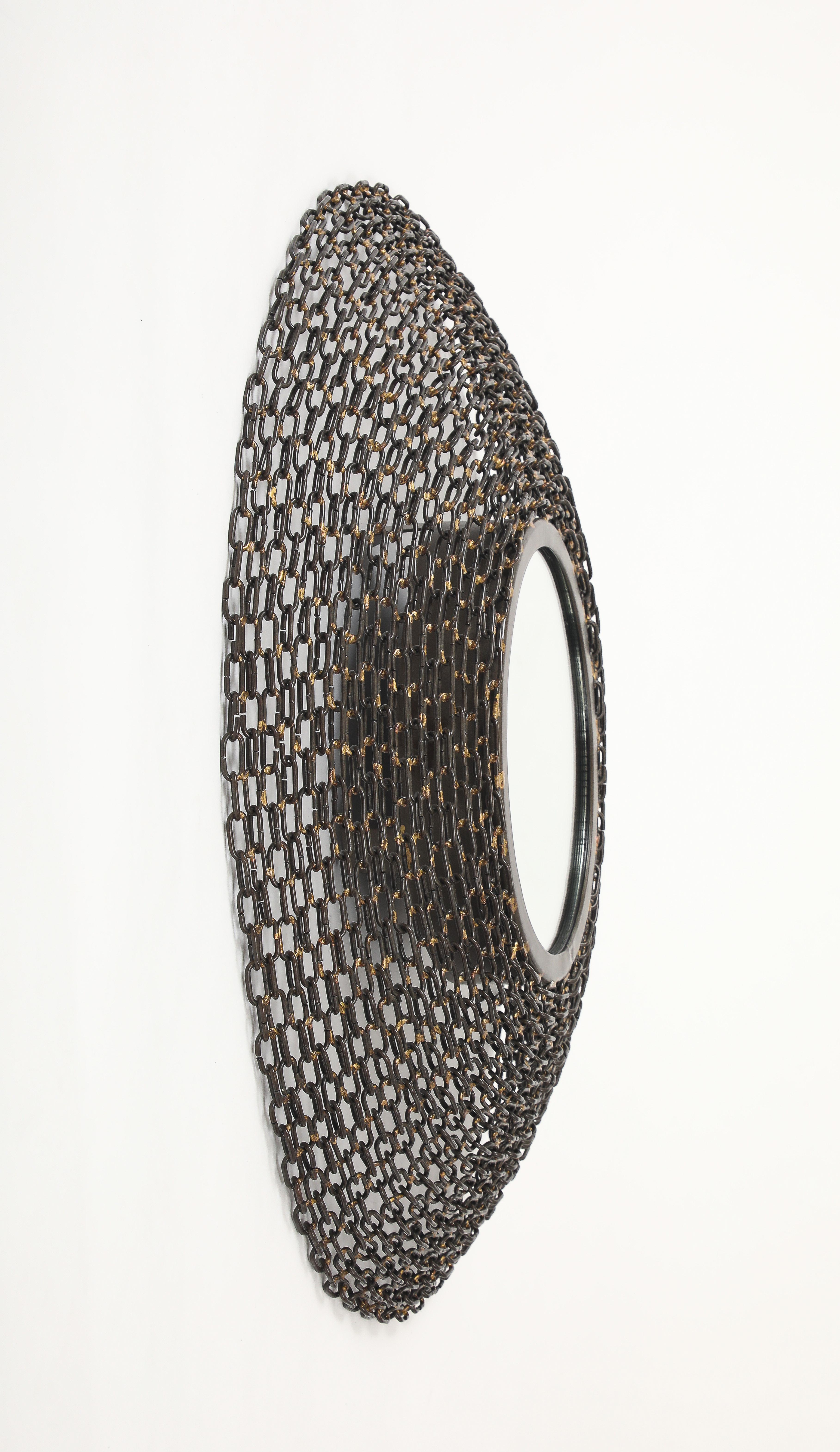 Convex Welded Chain Link Mirror In Good Condition For Sale In New York, NY