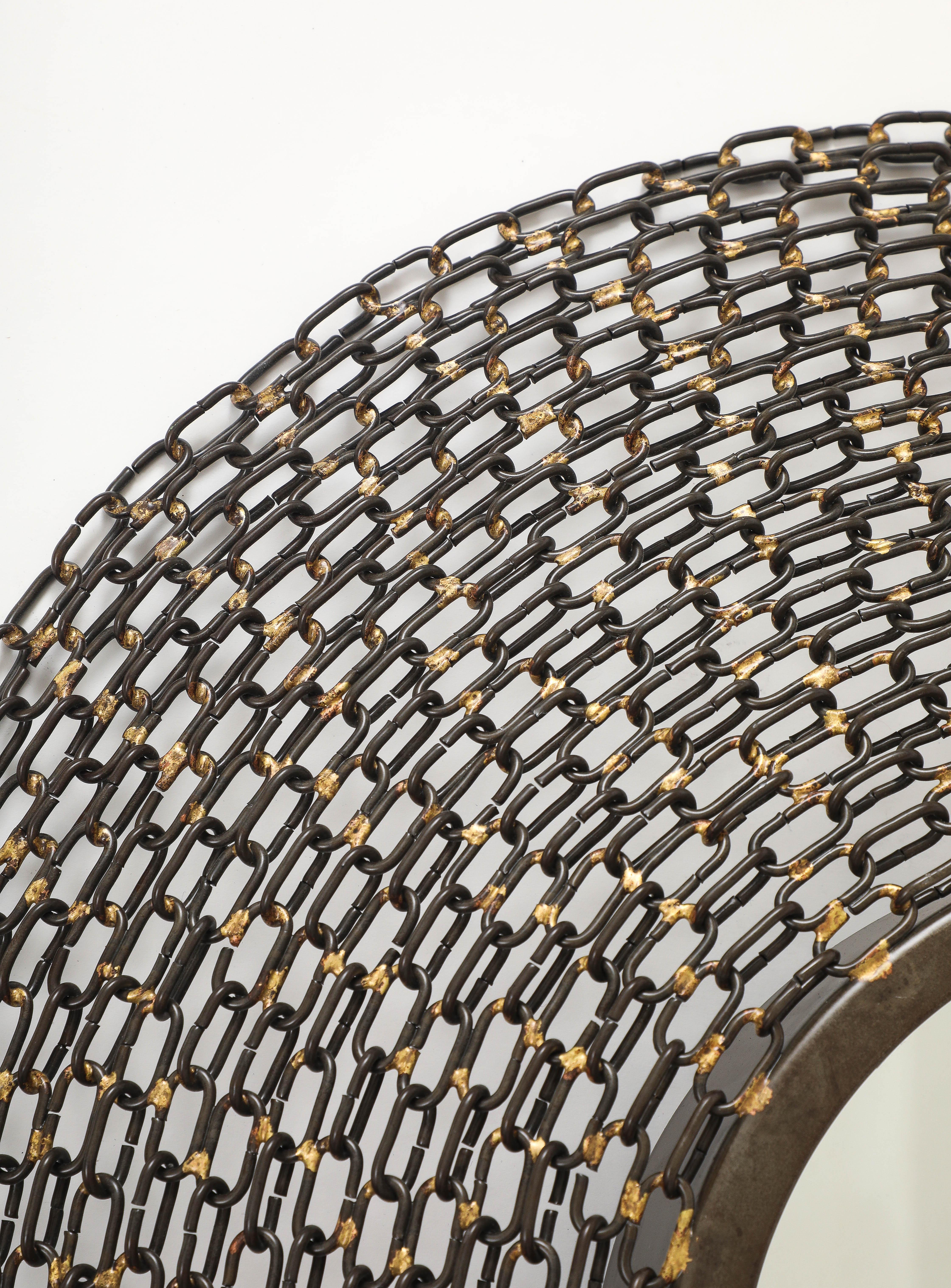 Bronze Convex Welded Chain Link Mirror For Sale