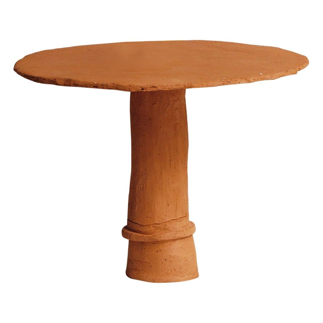"Convivio" Side Table Handmade in Red Lombard Clay Contemporary Art by Nino For Sale