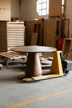 Convivio Solid Wood Table, Walnut in Natural Finish, Leather top, Contemporary