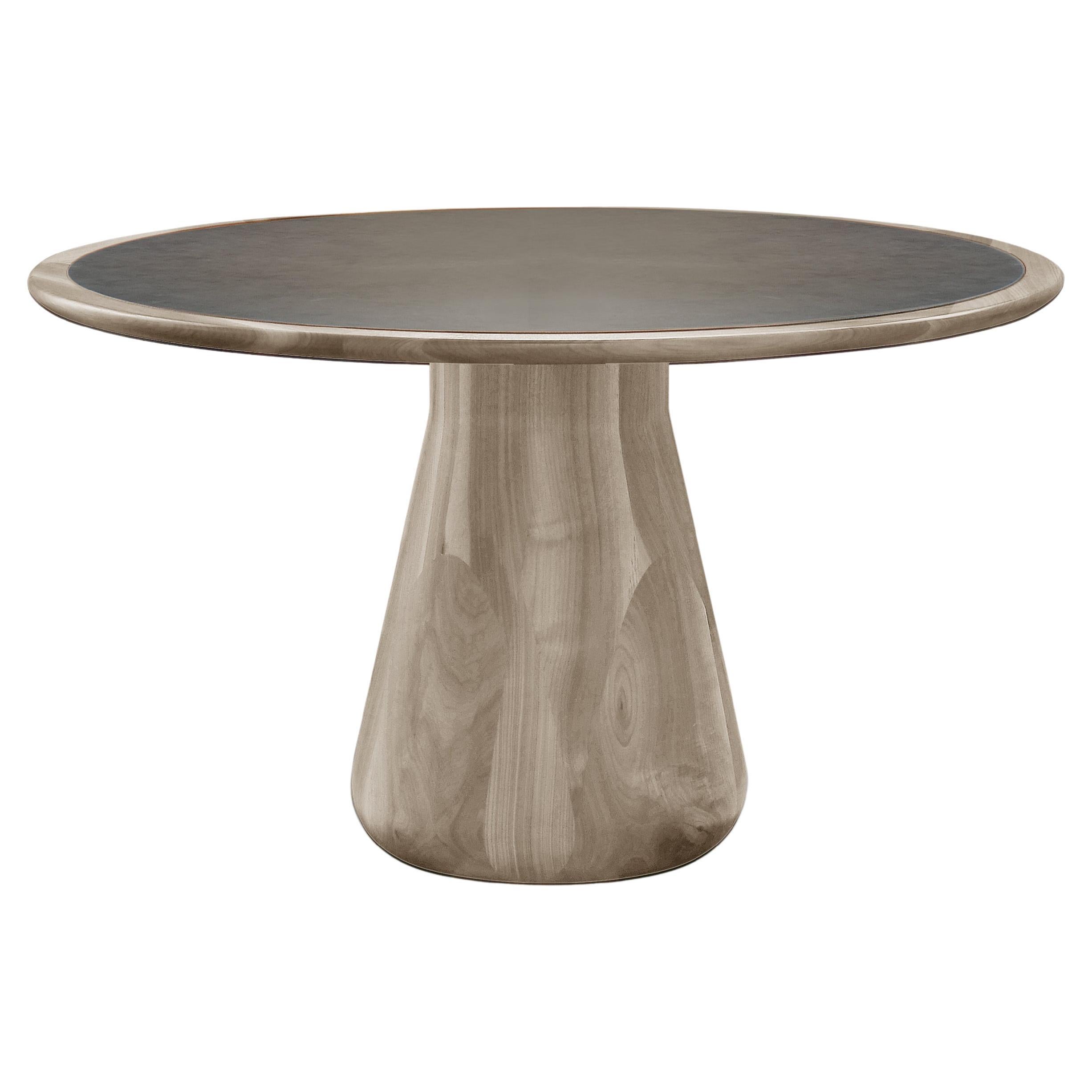 Convivio Solid Wood Table, Walnut in Hand-Made Natural Grey Finish, Contemporary