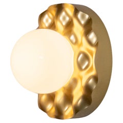 Convoluted Sconce 1 – Modern Milled Aluminum and Hand Blown White Glass Sconce