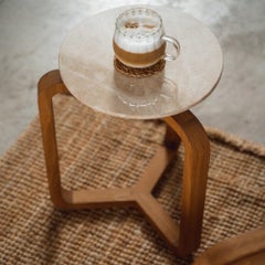 Cony Marble Coffee Table R30, Solid Oak Wood And Marble, Hand-Crafted