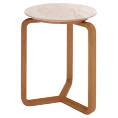 Table basse Cony R30, bois de chêne massif et marbre, fabriquée à la main