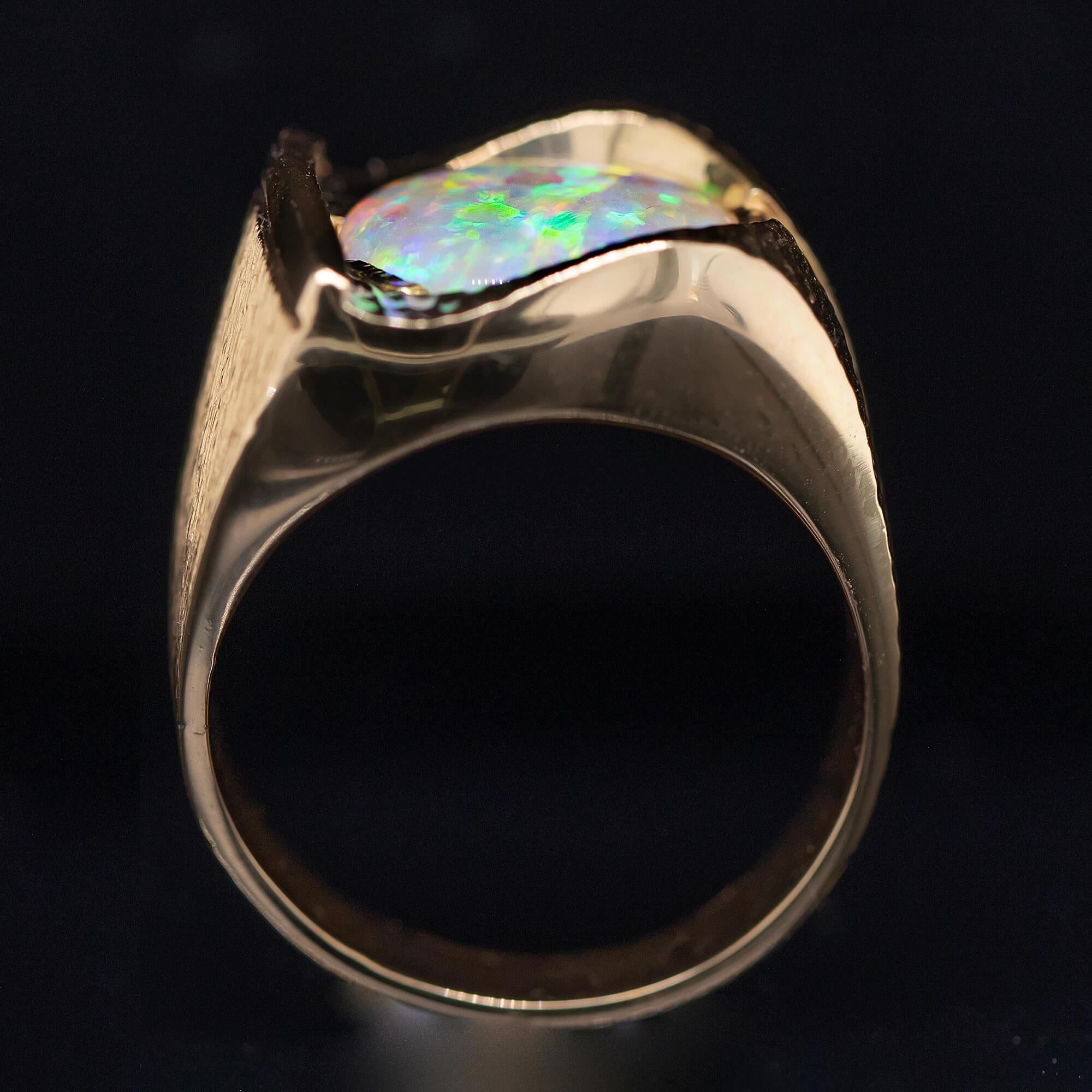 Cabochon Coober Pedy Opal Ring by Manfred Lorenz Circa 1970-1980s For Sale