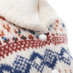 COOHEM Japan alpaca wool knit tweed fairisle chunky cardigan jacket FR36 S