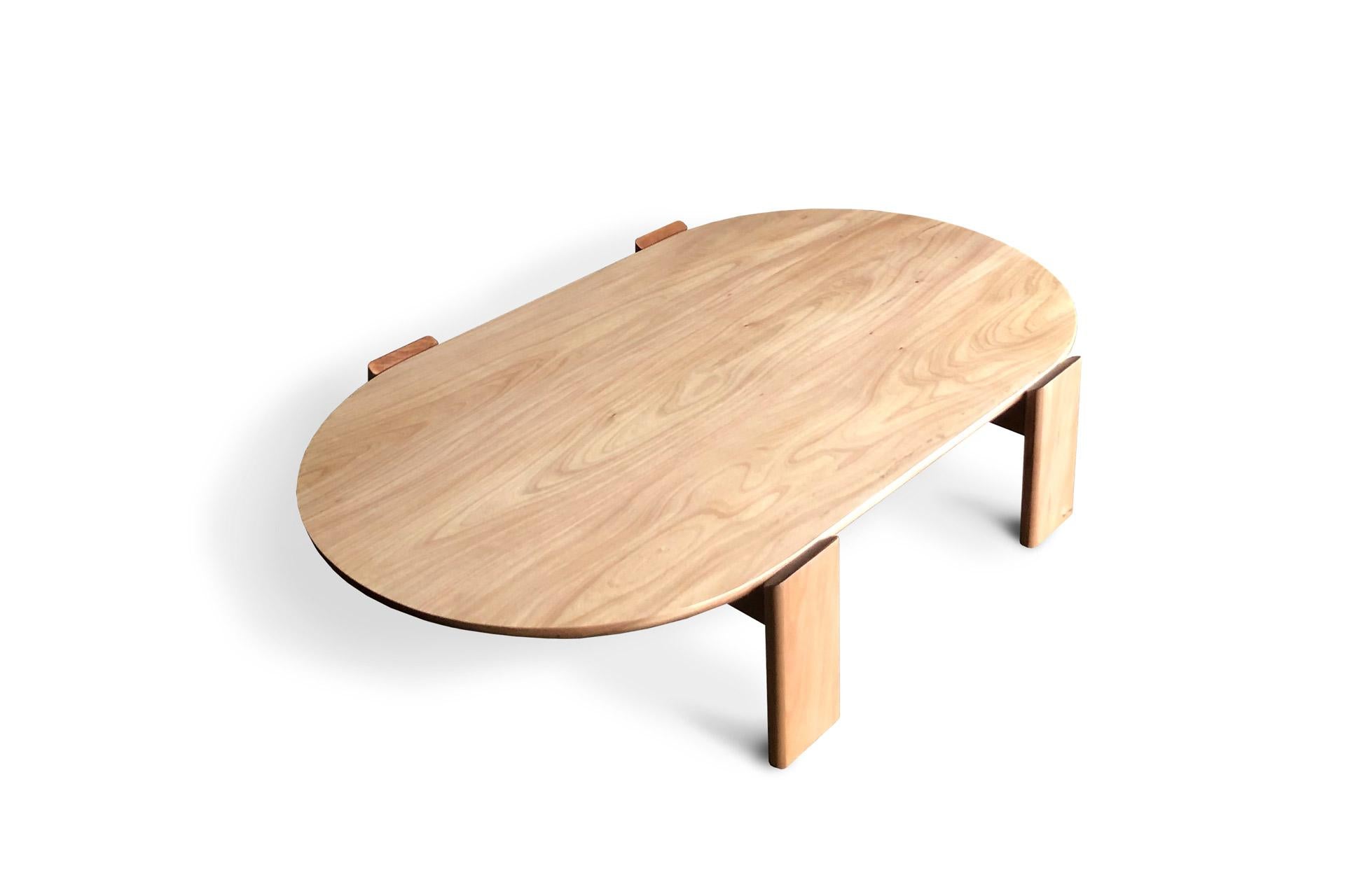 oval solid wood coffee table