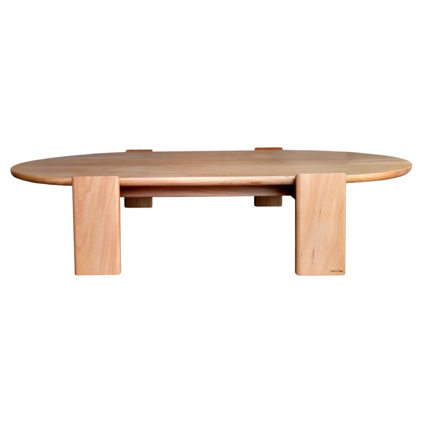 Cookie Coffee Table Handcrafted in Brazilian Solid Wood, 'Oval' For Sale