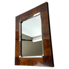 Specchio da parete Art Deco in legno di noce degli anni '20