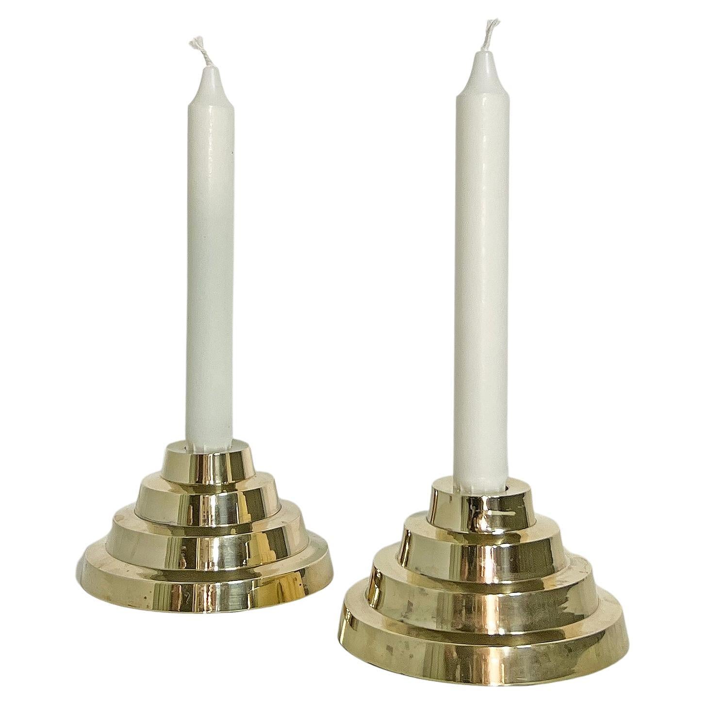 Cool Candle Holders in Brass, Set of Two For Sale
