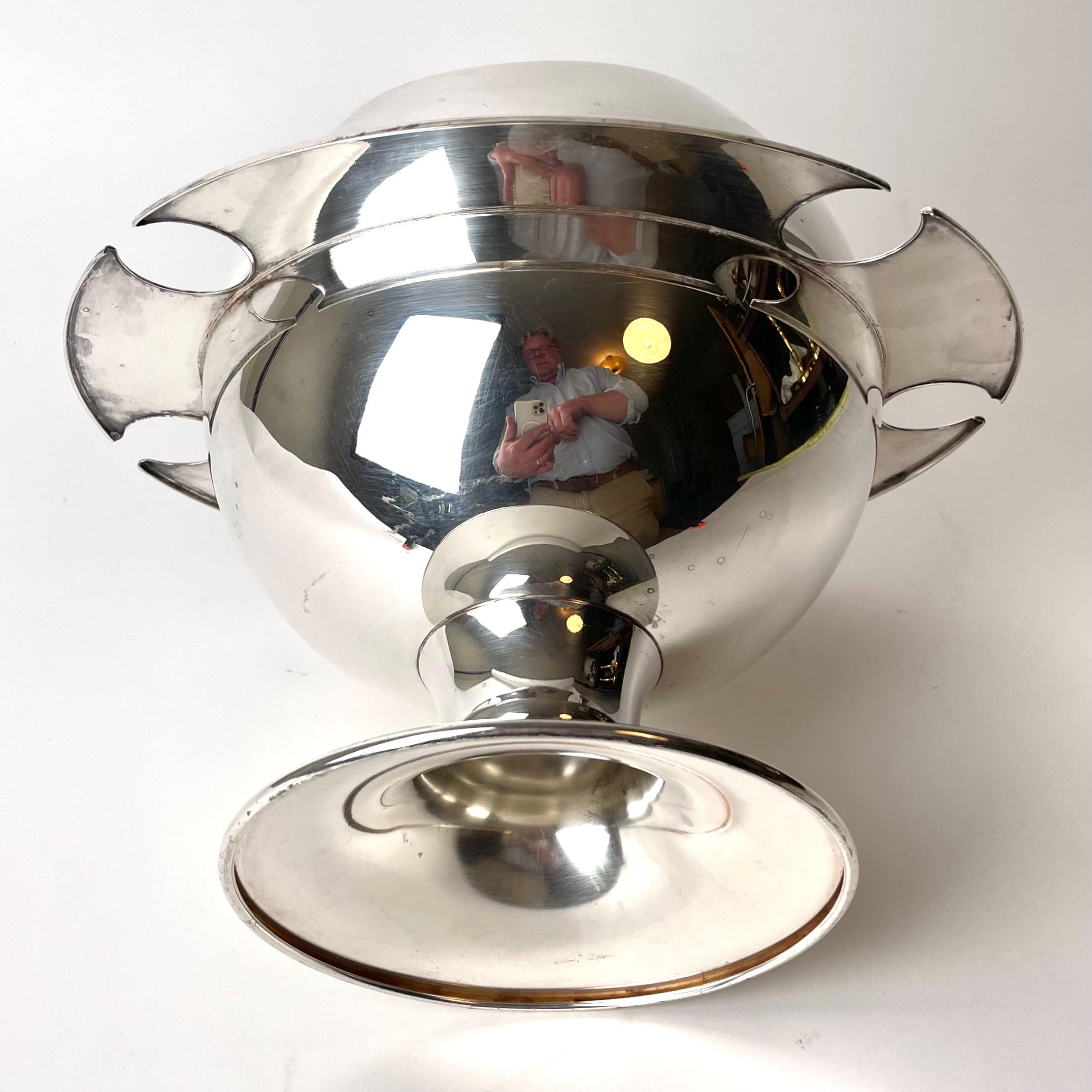 Cool Champagne Cooler with Glass Rack in Silver Plating, ”Space Age”, 1960s 4