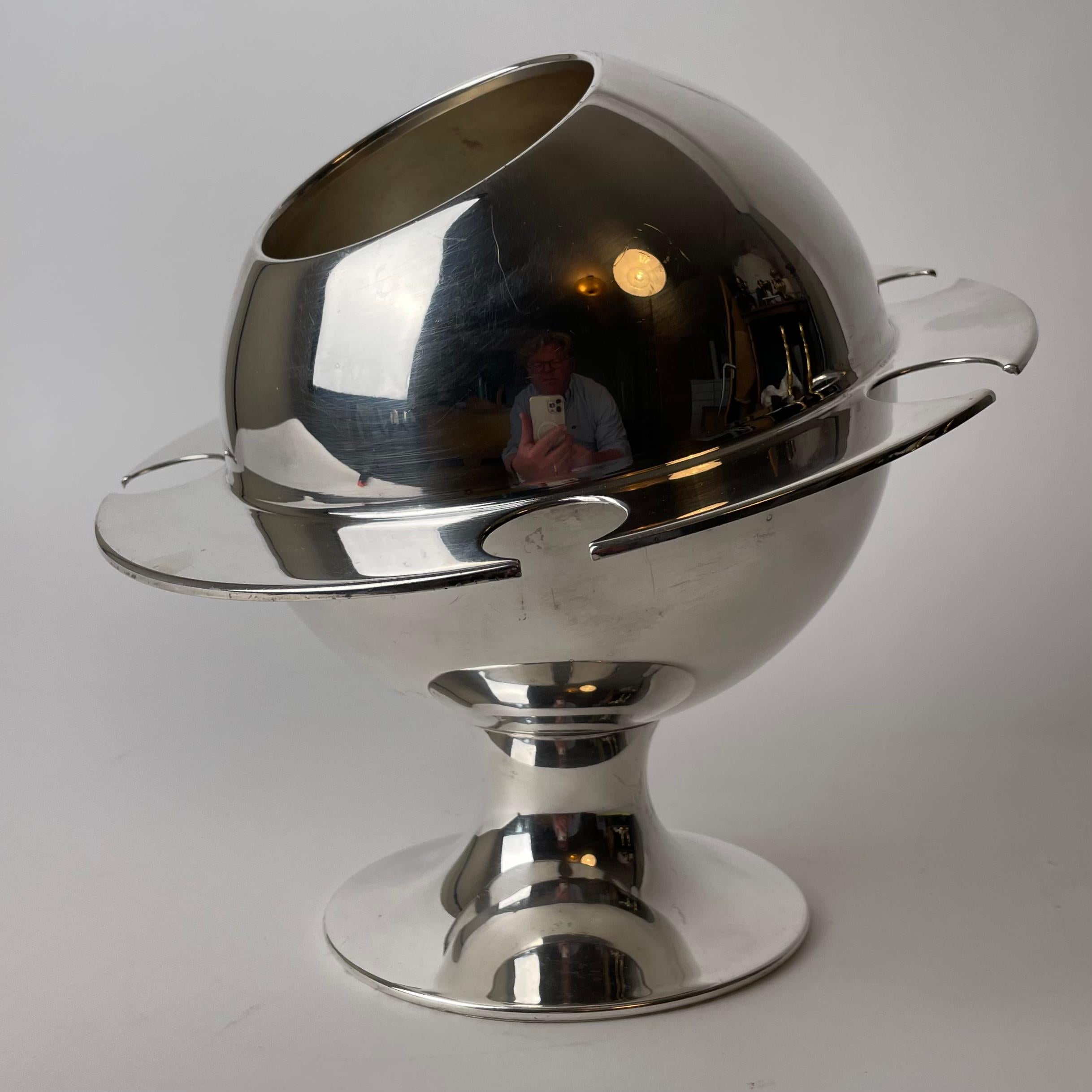 Cool Champagne Cooler with Glass Rack in Silver Plating, ”Space Age”, 1960s 5